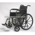 Cadeira de rodas manual em aço revestido a pó preto com roda mag